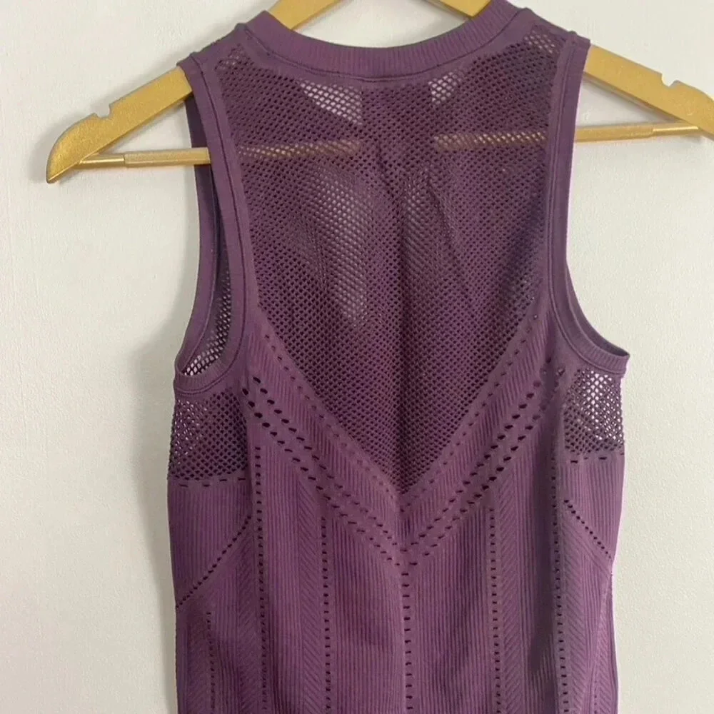 Athleta Purple Seamless Mesh Oxygen Tank Top